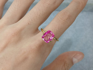 M296	PINK SAPPHIRE LONG CUSHION  3.71CT