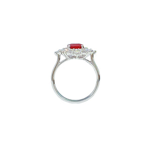 2024-071 ANNIE PETAL HALO RING - RED CUSHION - G180