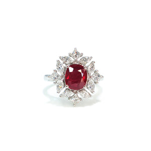 2024-071 ANNIE PETAL HALO RING - RED CUSHION - G180