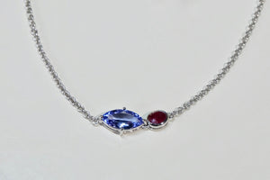 DOSH ALEXIS TWO STONES NECKLACE TANZANITE RUBY 2020-167