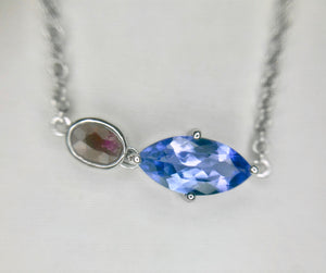 DOSH ALEXIS TWO STONES NECKLACE TANZANITE RUBY 2020-167