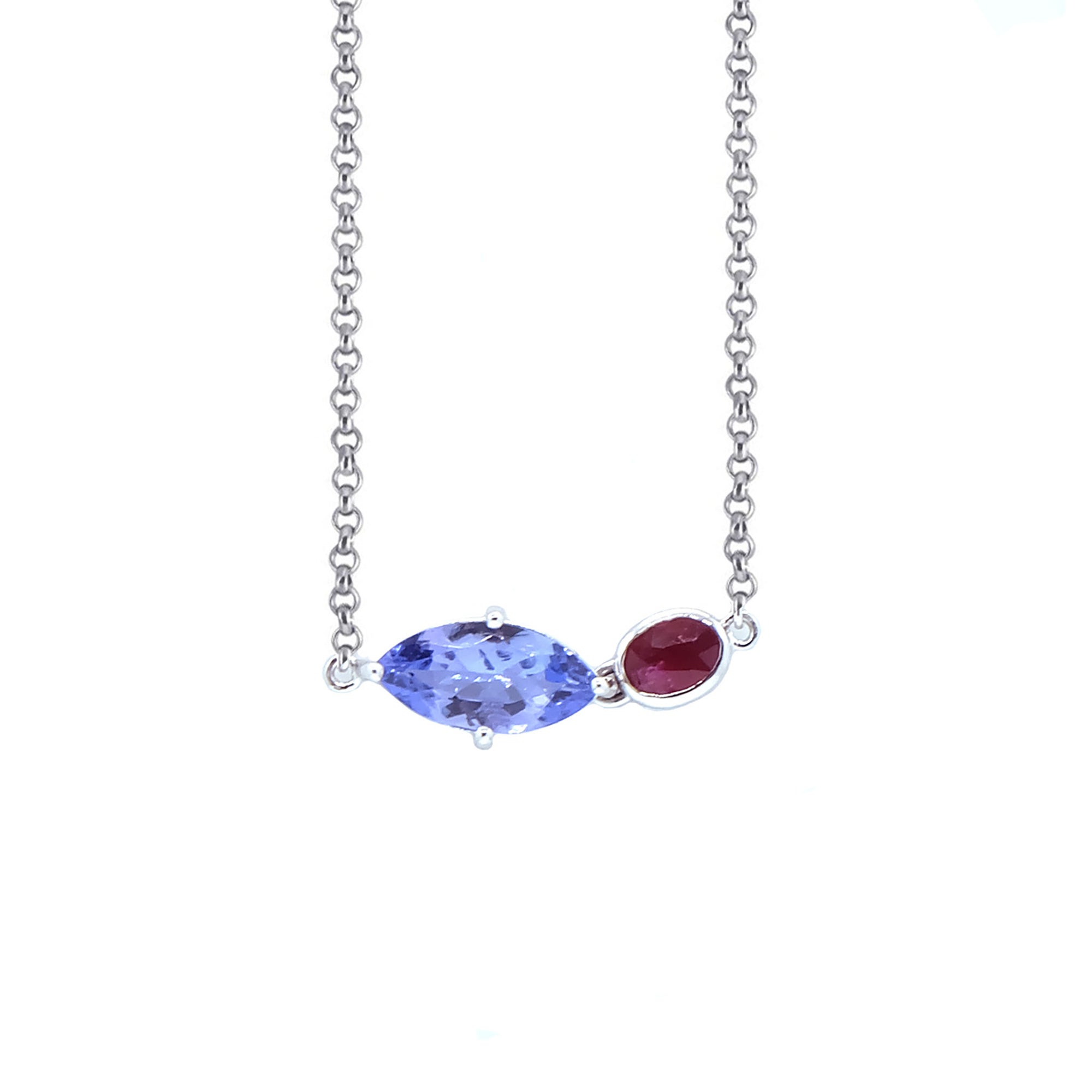 DOSH ALEXIS TWO STONES NECKLACE TANZANITE RUBY 2020-167