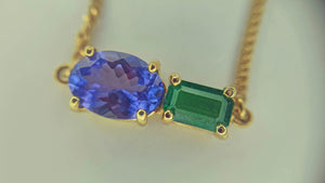 DOSH DANI TWO STONE NECKLACE TANZANITE EMERALD 2020-161