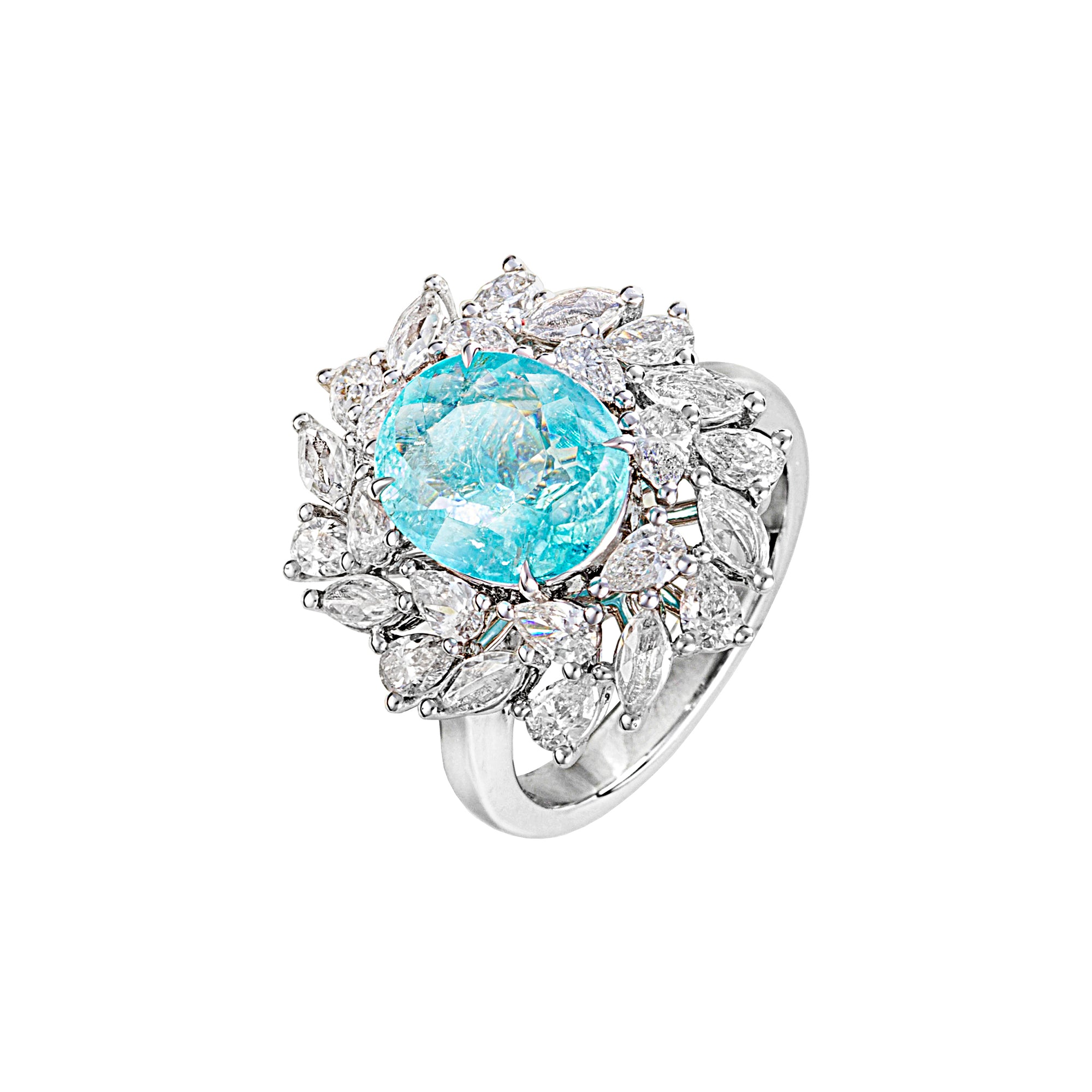 TOROIDO PARAIBA TOURMALINE FANCY HALO RING AU463