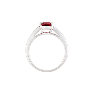 AU464 SHANGRILA BAGUETTE SIDE STONES RING - UNHEAT RUBY LONG CUSHION