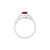 AU464 SHANGRILA BAGUETTE SIDE STONES RING - UNHEAT RUBY LONG CUSHION