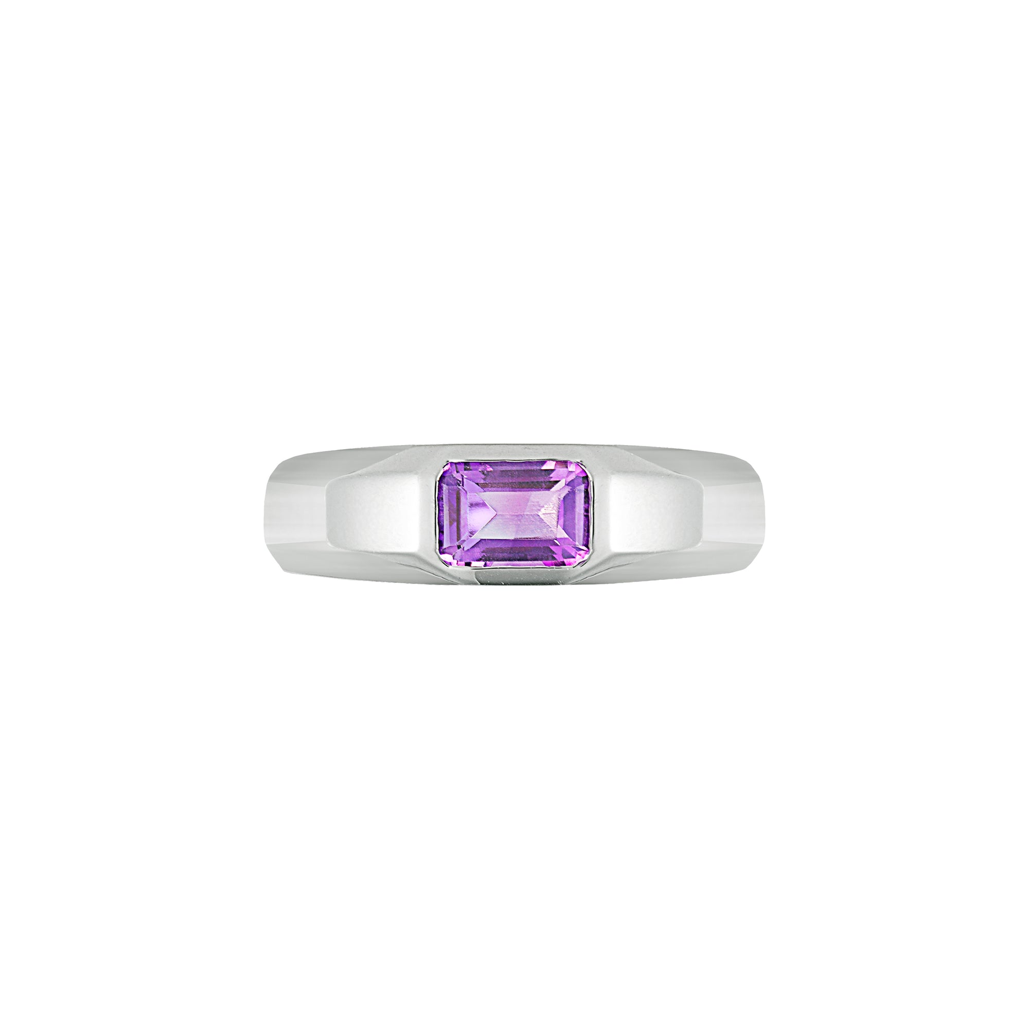 2023-113 IRWO BORDER GEMSTONE MENS RING - PURPLE EMERALD