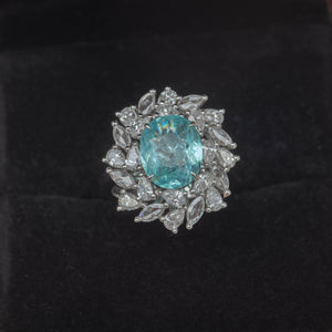 TOROIDO PARAIBA TOURMALINE FANCY HALO RING AU463