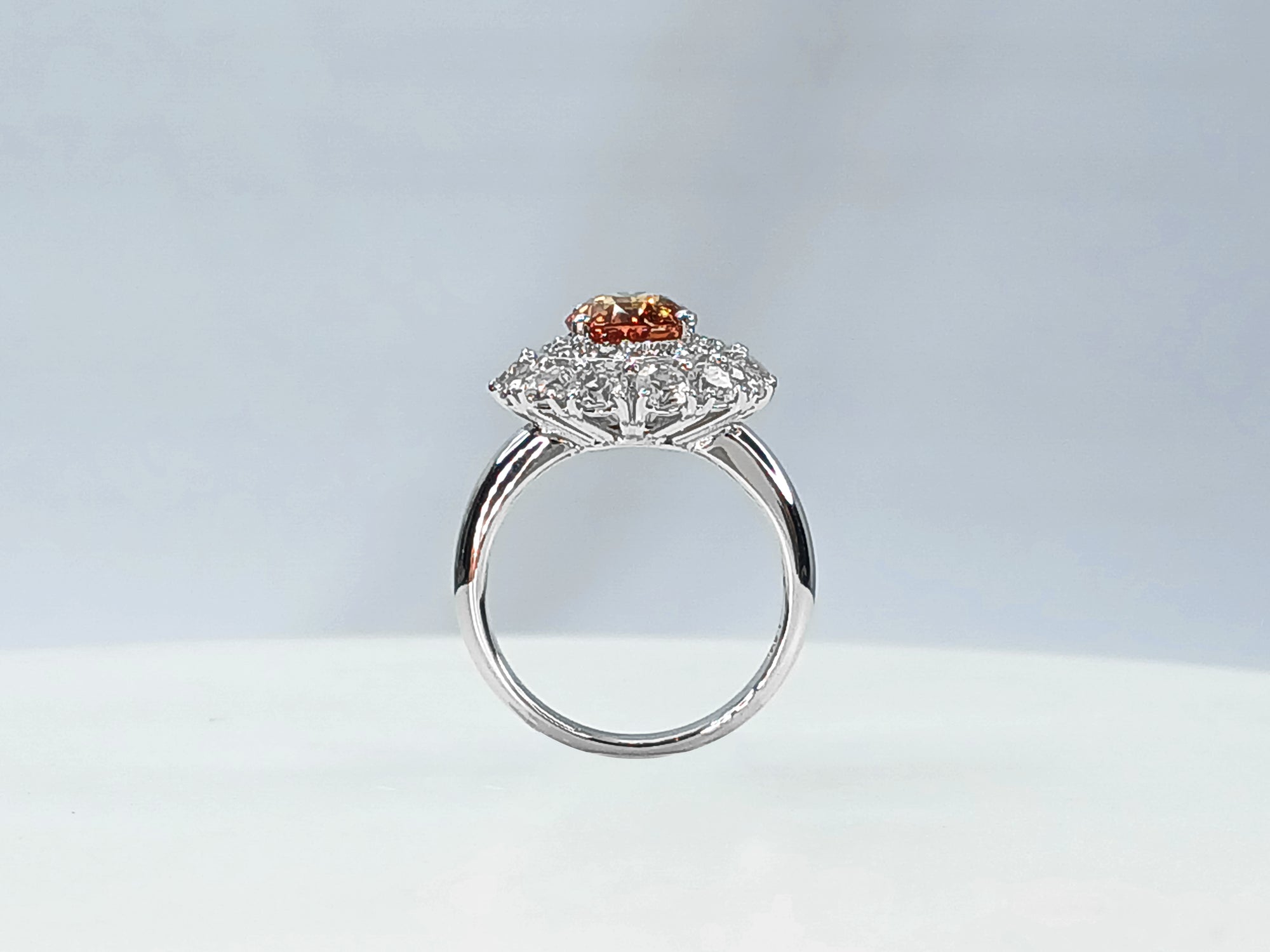 M460 SUNNY PADPARADSCHA OVAL DOUBLE HALO RING