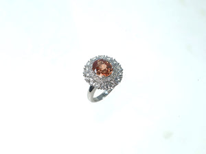 M460 SUNNY PADPARADSCHA OVAL DOUBLE HALO RING