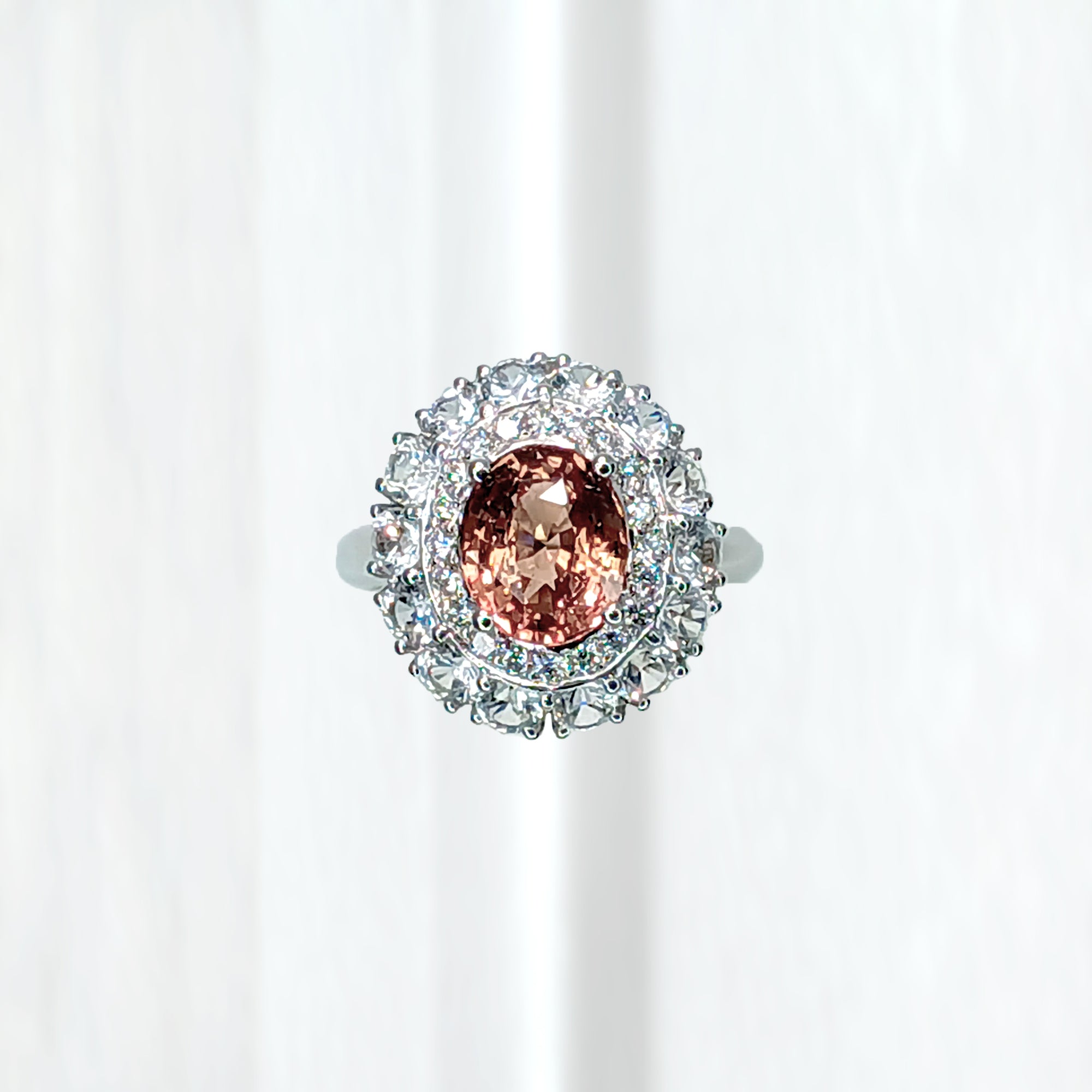 M460 SUNNY PADPARADSCHA OVAL DOUBLE HALO RING