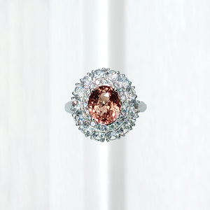 M460 SUNNY PADPARADSCHA OVAL DOUBLE HALO RING