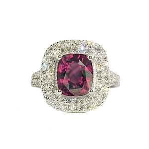 Anthio Double Halo Ring - Pink Long Cushion 2019-69 - Autium Jewels