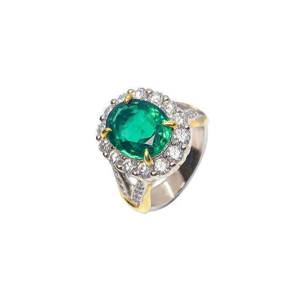 Maharaja Zambian Emerald Halo Ring with Certificate 4.03CT M412 ...